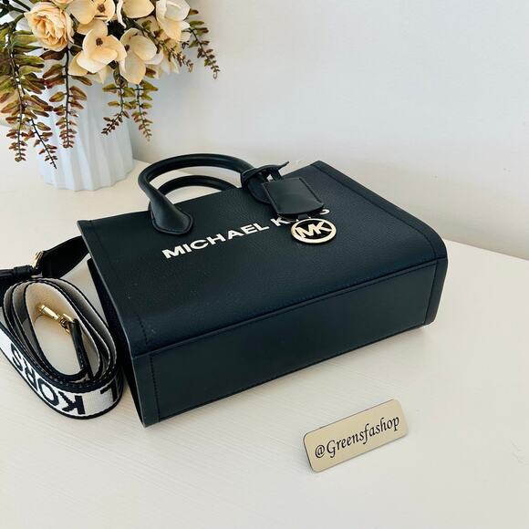 Michael Kors Purse Mirella Small Shopper Crossbody Bag Black Leather - Picture 5 of 10